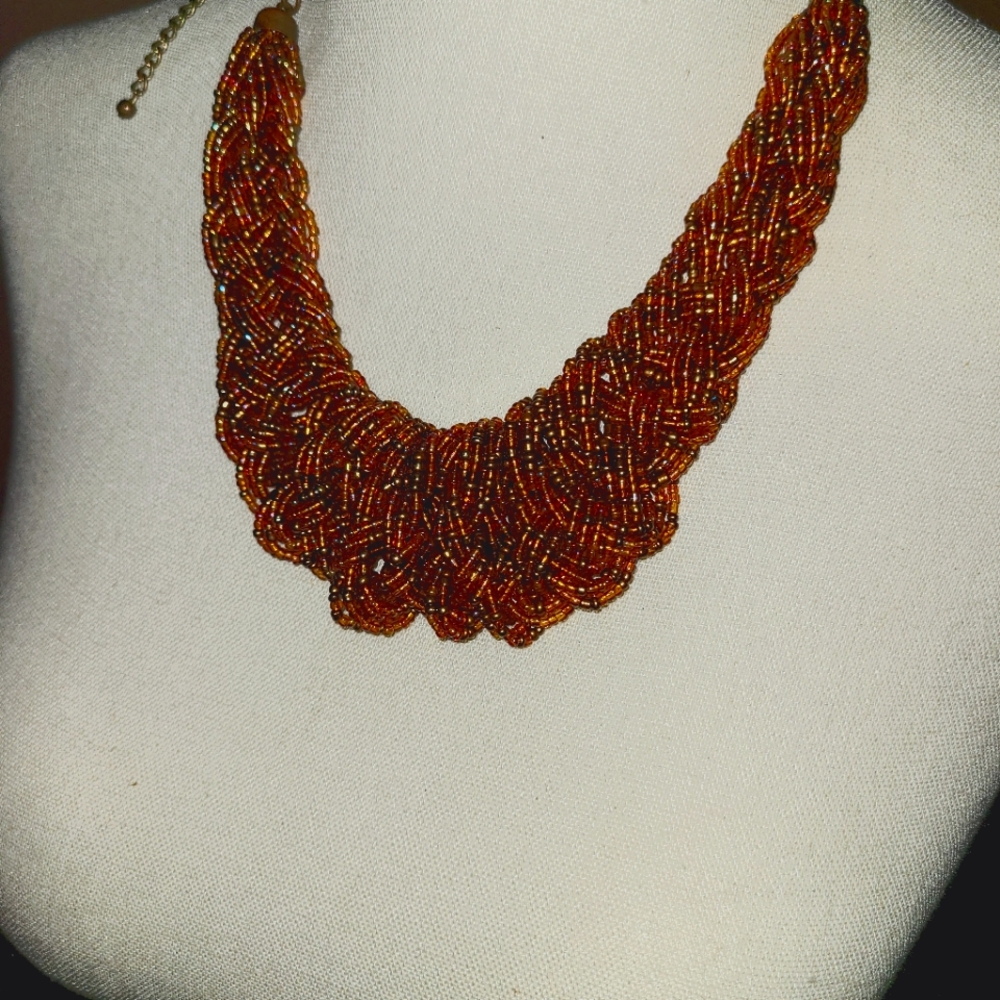 Intricate woven seed beads necklace